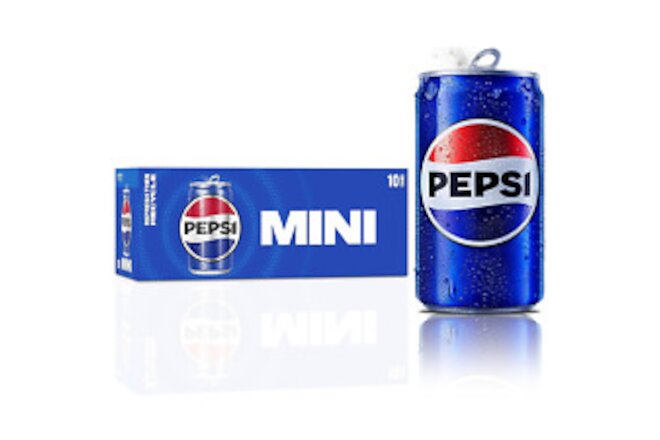Pepsi Soda, Mini Cans, 7.5 Ounce Pack of 10