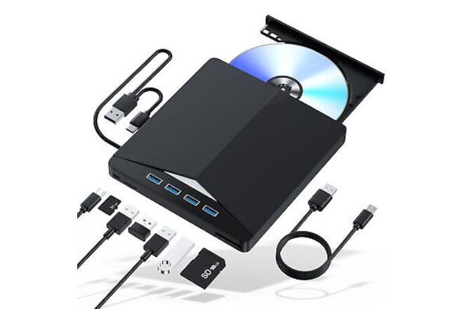 External CD/DVD Drive for Laptop - 7 in 1 USB 3.0 DVD Player for Laptop, CD R...