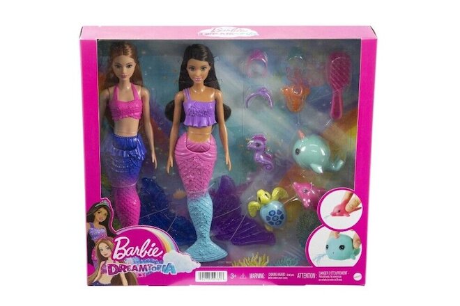Barbie Dreamtopia Boxed Set - 2 Mermaid Barbies, Hair Accessories, 4 Sea Animals