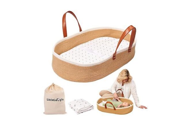 Moses Basket for Babies with Muslin Blanket | Changing Basket for Baby Dresse...
