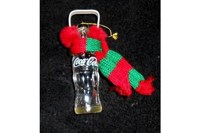 Coca-Cola Contour Bottle Ornament - replica 6.5oz bottle w/ear muffs scarf - New