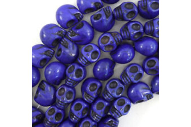 18mm purple turquoise carved skull beads 15.5" strand