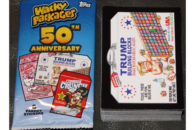 2017 WACKY PACKAGES 50TH ANNIVERSARY SET 90 CARDS GARBAGE PAIL KIDS DON TRUMP