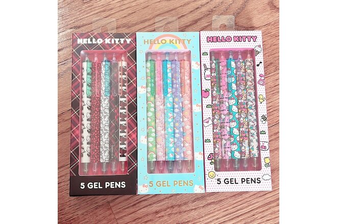 New 2024 Sanrio Hello Kitty Face 5 Gel Pens Multiple Design Set Of 3