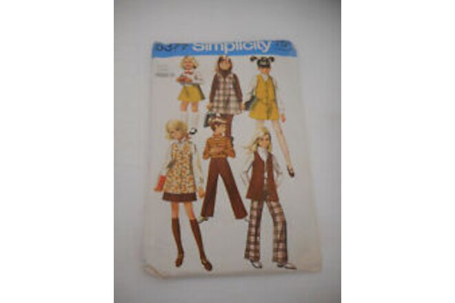 Vintage 1970s Girls Size 6 Simplicity 8377 jumper skirt pants sewing pattern