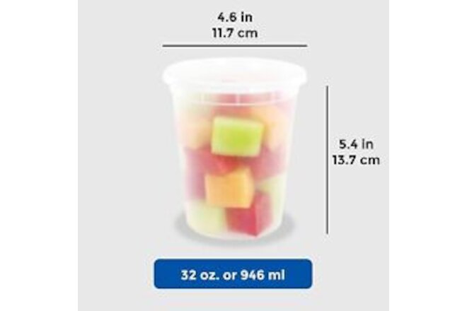 32 oz. Clear Plastic Soup/Food Containers w/Lids Combo -Microwaveable - 24 Sets