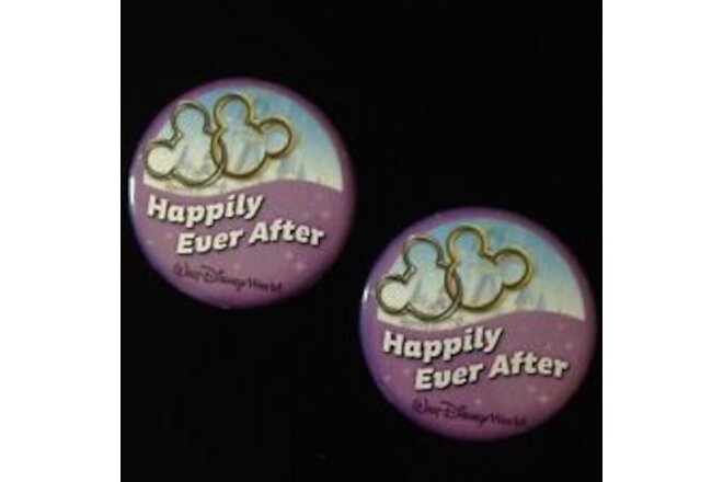 (2) Walt Disney World Just Married, Anniversary Button Happily Ever After NEW