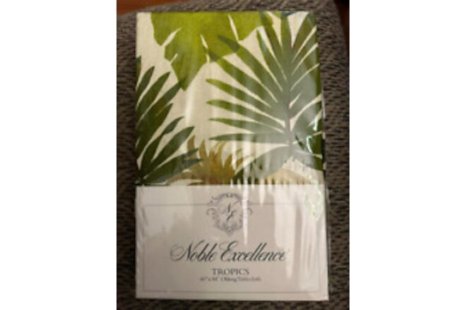 Noble Excellence TROPICS 60”x 84” Oblong Tablecloth ~ Palm Fronds Pineapples