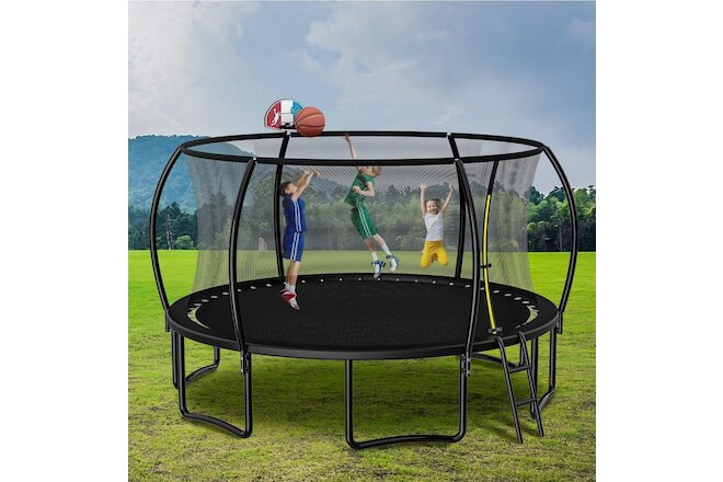 Trampoline Set with Swing, Slide, Basketball Hoop,Sports Fitness Trampolines E