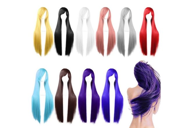 80cm Long Straight Fashion Cosplay Costume Party Hair Anime Wigs Full Hair Wigs