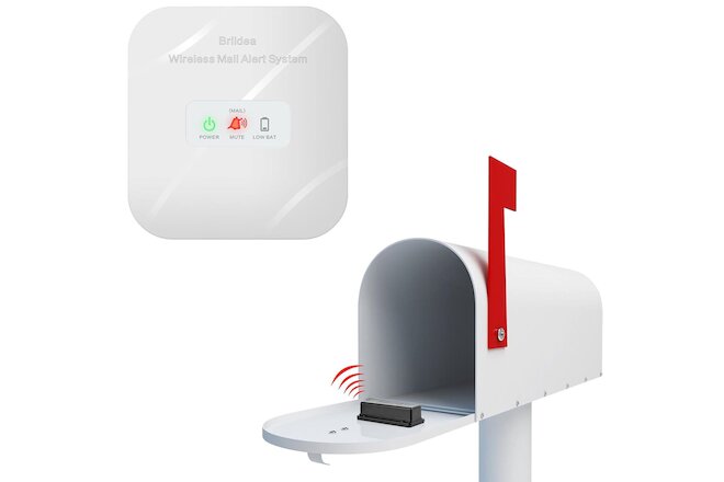 500ft Wireless Mailbox Alert with LED Light Flashing and Sound Reminders