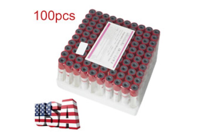100pcs Vacuum Blood Collection Tube No Additive,5mL,For Biochemistry Lab Carejoy