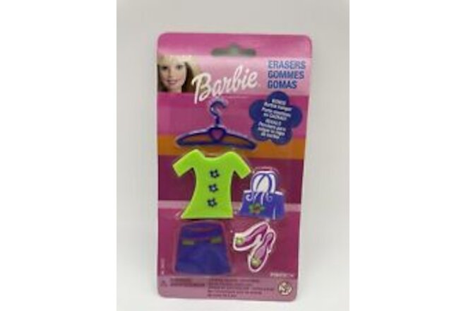 Vintage Barbie Fashion Erasers Pentech 5 Piece Hanger Blouse Bag Skirt Shoes 90s