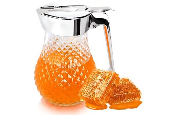 Syrup Dispenser Honey Pot 8 oz Glass Dispenser Honey Jar Commercial Quality W...