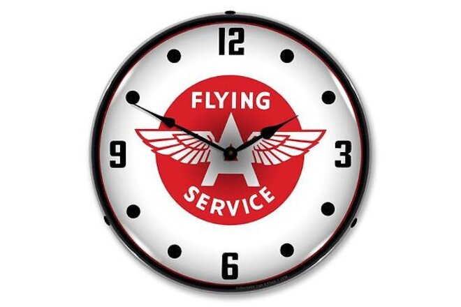 NEW  FLYING A  RETRO LED LIGHTED ADVERTISING GAS STATION CLOCK - FREE SHIP*