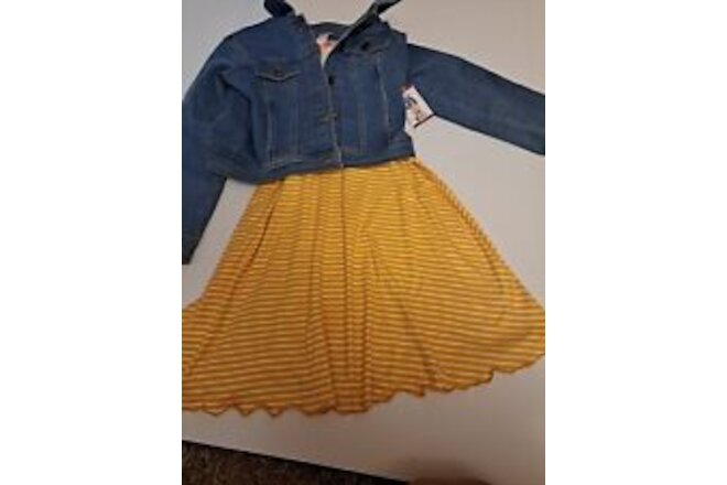 Girls Dress & Denim Jacket Two Piece set Soft Size 7/8 NEW ZUNIE GIRL