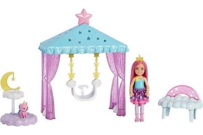 Barbie Dreamtopia Chelsea Doll Nurturing Fantasy Playset And Pet Kitten Ages 3+