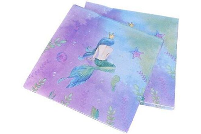 100pcs Mermaid Party Napkins Disposable Cocktail Dinner Paper Napkins for Bab...