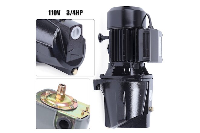 3/4HP Well Jet Pump Self-Priming Shallow Water Pump w/ Pressure Switch 110V