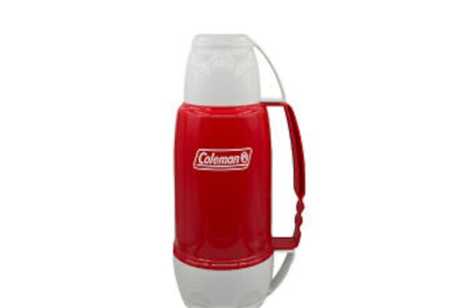 Large Classic Coleman Insulated Thermos Screw On Cup & Bowl Red & White C01B553