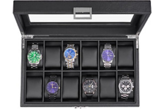 Watch Box Organizer 12 Watch Case for Men Luxury Watch Display Case with Large G