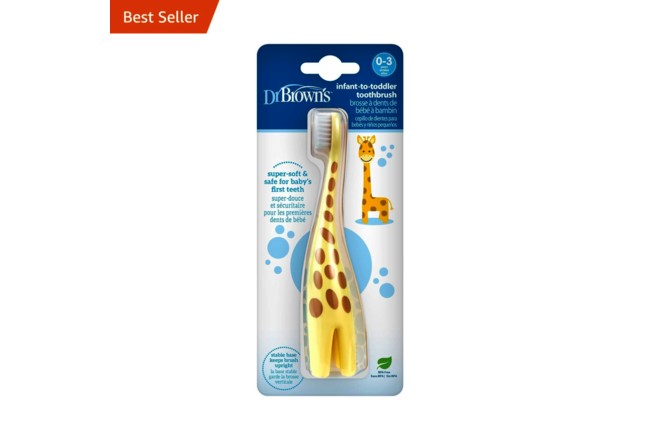 Infant-To-Toddler Training Toothbrush, Soft for Baby'S First Teeth, Giraffe, 0-3