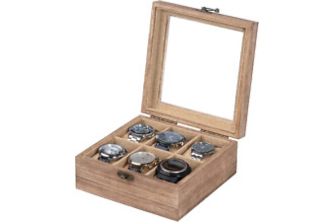 Watch Box, Watch Case for Men Women with Large Glass Lid, Wooden Watch Display S
