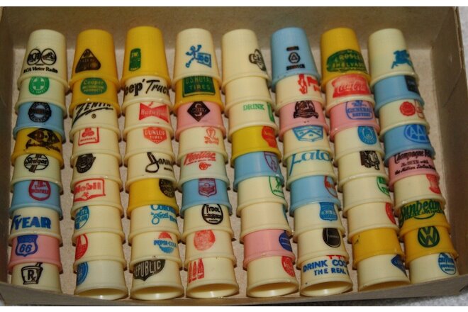 Vintage Sewing Thimbles Lot 70+ Plastic Advertising All Diff ~ Old Factory Find!