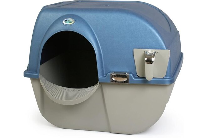 Omega Paw Premium Roll 'n Clean Litter Box Large,Cat, Peral Blue (PR-RA20-1)