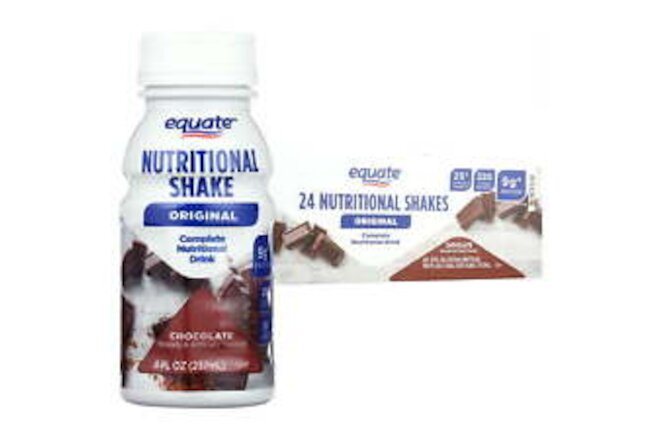 Equate Original Meal Replacement Nutritional Shakes, Chocolate, 8 fl oz,24 Count