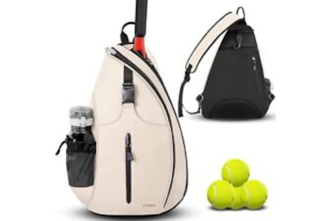 Tennis Bag, Tennis Sling Backpack Crossbody Water Resistant for Men Women, Ho...
