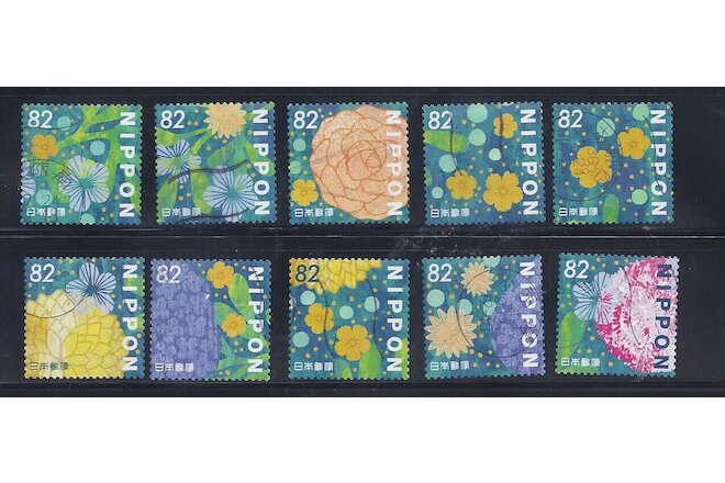 Japan 2018 Flowers in Daily Life Complete Used Set of 10  82Y Scott# 4212 a-j