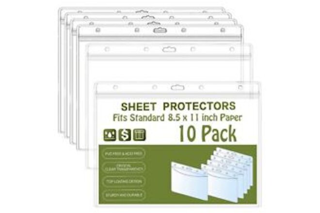 Sheet Protectors 10 Pack 8.5" x 11" Waterproof Resealable Zip Wall Sign Holde...