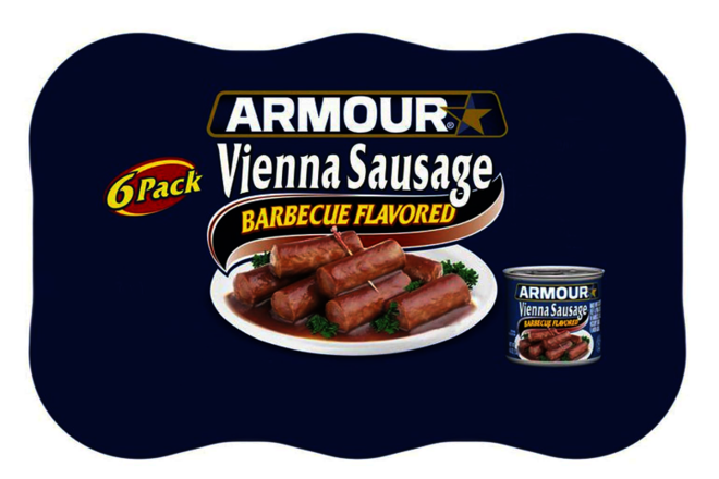 Armour Star Vienna Sausage Barbecue Flavored Canned Sausage 4.6 oz Pack of 6