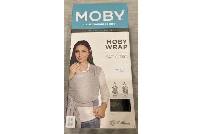 Moby Wrap Baby Infant Toddler Carrier Gray 8-33 lbs Soft Breathable