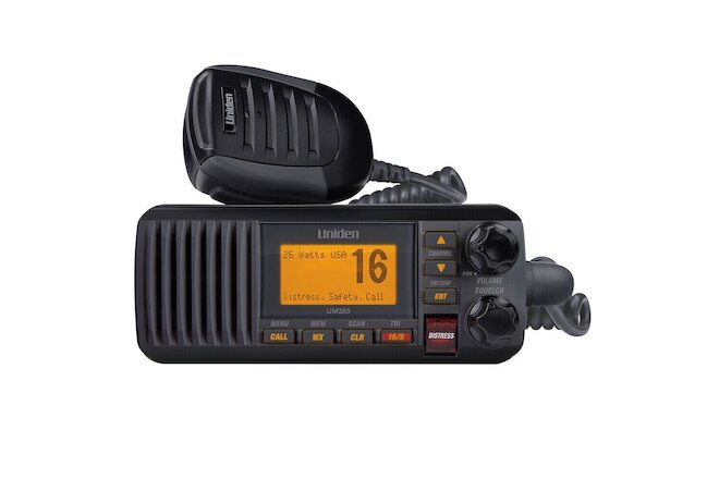 Uniden UM385 Fixed Mount VHF Radio Reliable Communication on the Water Black