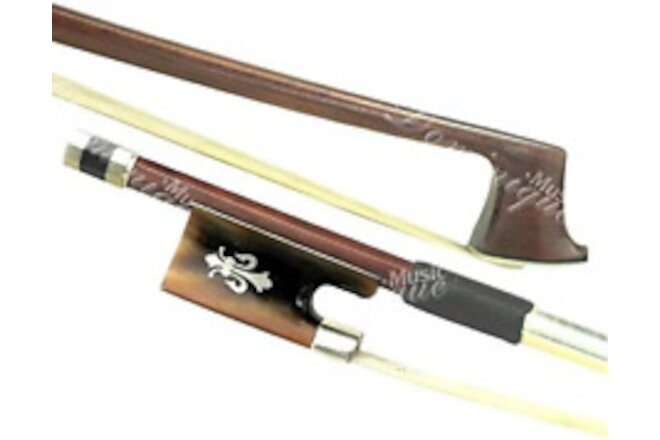 Model 524 Full Size 4/4 Top Brazil Wood Violin Bow with Ox Horn Fleur De Lis Fro