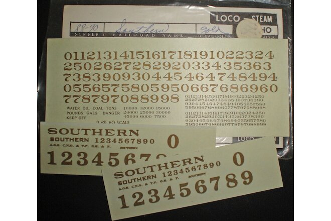 WALTHERS, SOUTHERN RAILWAY, SOU, STEAM LOCOMOTIVE, HO SCALE DECALS, 88700