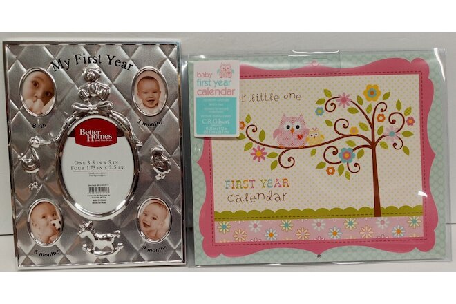My First Year Silver Finish Picture Frame & Baby First Year Calendar