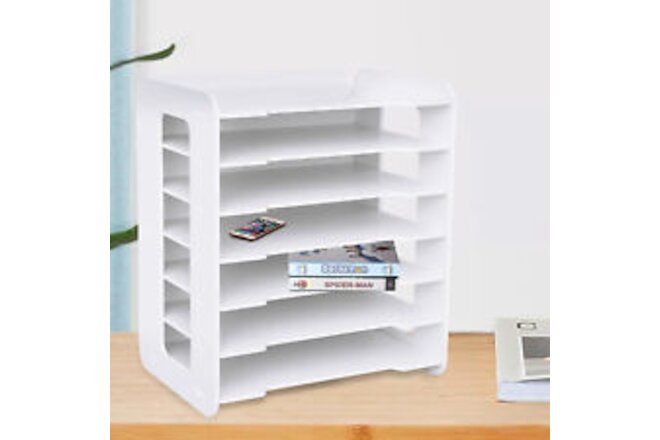 7 Tiers Document Organizer Rack Large Storage Space-saving White Office Home