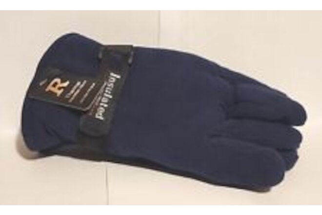 Men's Insulated Thermo Wear-Gloves Fleece-One Size Fits Most M/L Solid Navy Blue