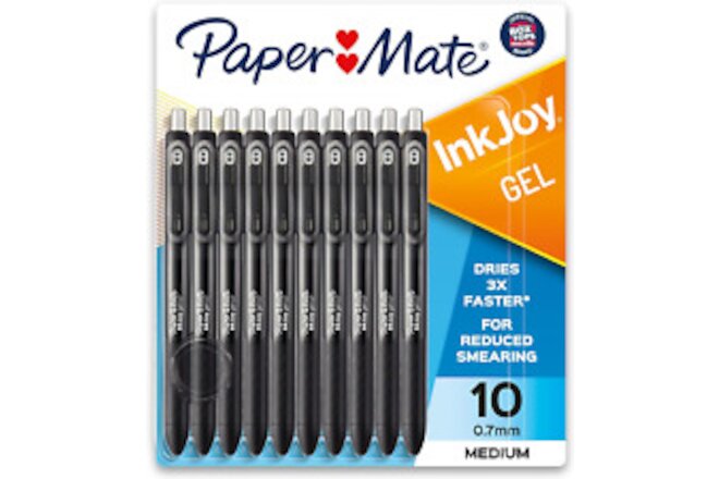 Inkjoy Pens, Gel Pens, Medium Point (0.7 Mm), Black, 10 Count