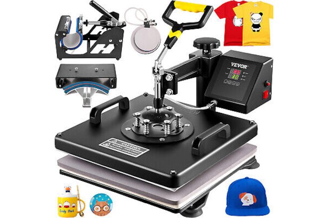 5 in 1 Heat Press Combo Machine 15"x15" Transfer Sublimation Kit for T-Shirts