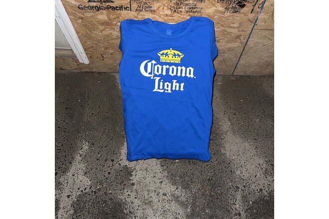 (2) Woman’s  Fit Corona Light T-Shirt blue,  Size Large Ladies Fit Size X-Large