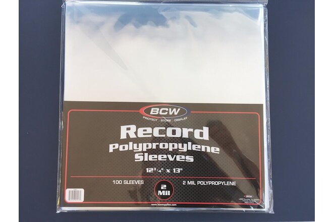 100 BCW Record Vinyl Album Clear Plastic Outer Sleeves Bags Covers 33 RPM LP