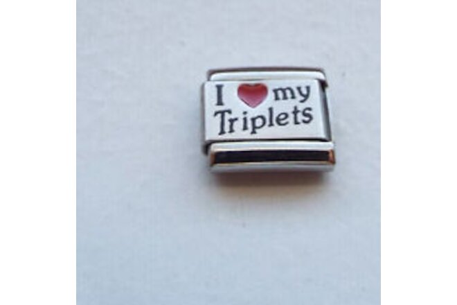I red heart My Triplets laser 9mm stainless steel Italian charm bracelet link
