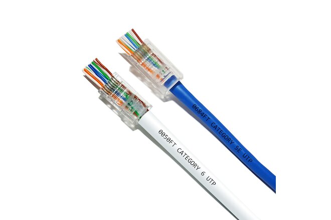 100 Pcs RJ45 Network Modular Plug 8P8C CAT5e Cable Connector End Pass Through