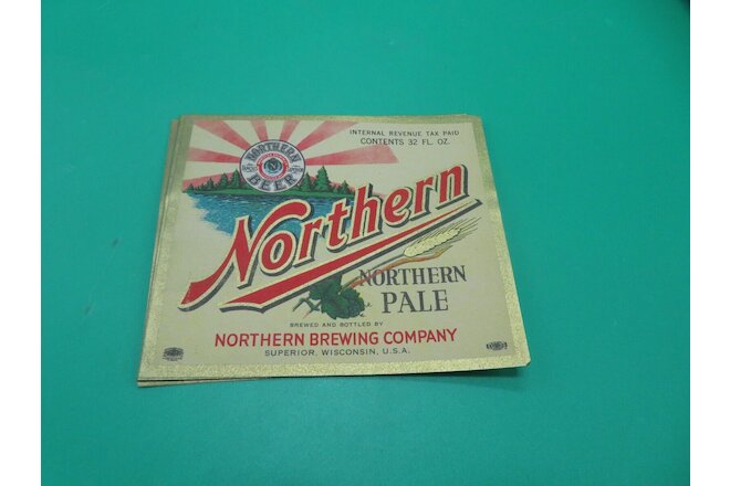 Lot of 10 Northern Beer Bottle Labels N.O.S Mint 32 oz.