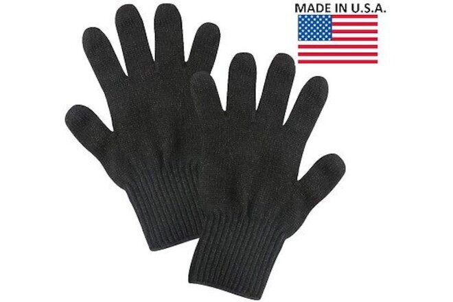 Black Wool Blend Glove Liner - Winter Cold Weather Military Blank Gloves US Made
