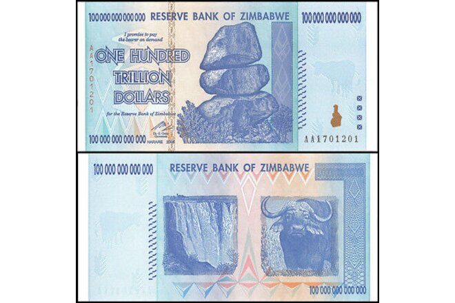 Zimbabwe 100 Trillion Dollars, AA /2008, P-91, UNC, 100 Trillion Series
